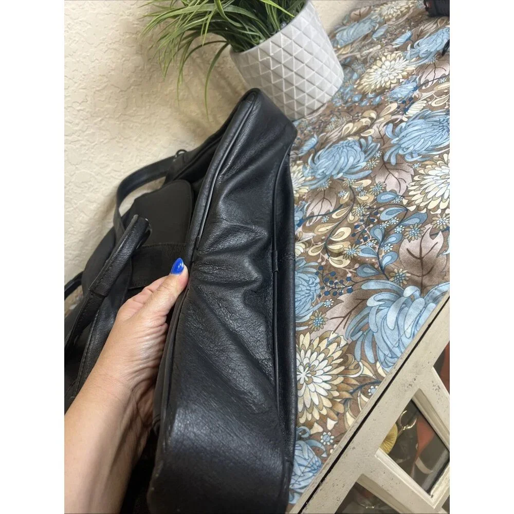 JOURDAN (Vintage) Black Leather Nylon Laptop Messenger Shoulder Bag Carry Case